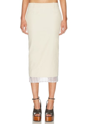THE ATTICO Low Rise Midi Skirt in Beige - Beige. Size 38 (also in 40, 42, 44).