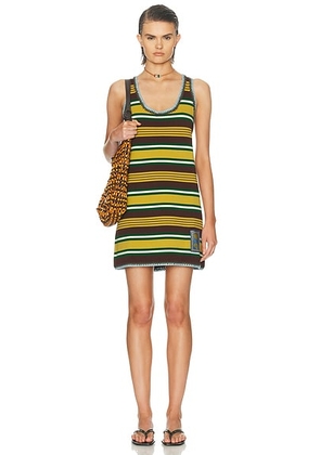 Alemais Clover Knit Mini Dress in Stripe - Yellow, Brown. Size L (also in M, S, XL, XS).