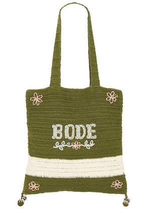 BODE Marsh Crochet Tote Bag in Green & Cream - Green. Size all.
