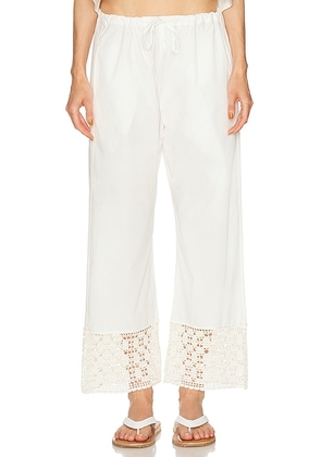 Calle Del Mar Heirloom Poplin Pant in Natural - White. Size L (also in M).