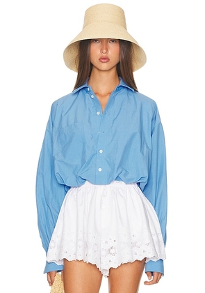 Helsa Bubble Shirt in Tech Poplin in Classic Blue - Blue. Size XS (also in ).