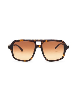 Gucci Through Horsebit Pilot Sunglasses in Havana & Brown - Brown. Size all.