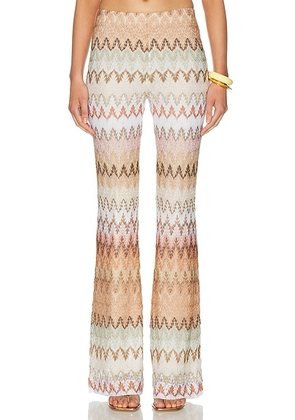 Missoni Flare Trouser in Multi Beige  Red  & White - Metallic Copper, Metallic Neutral. Size 38 (also in 40, 42).