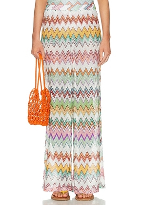 Missoni Straight Leg Trouser in Multicolor With White Base - Blue, Orange. Size 36 (also in 38, 40, 42).