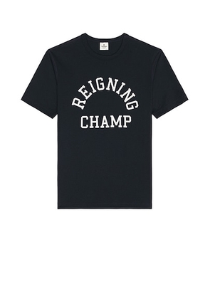 Reigning Champ Lightweight Jersey Arch Logo T-Shirt in Navy & White - Blue. Size L (also in M, S, XL/1X, XXL/2X).