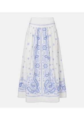 Self-Portrait Embroidered cotton midi skirt
