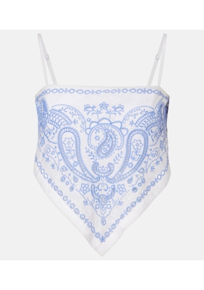 Self-Portrait Embroidered linen and cotton top