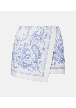 Self-Portrait Embroidered linen and cotton skort