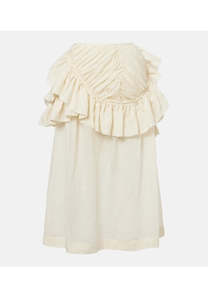 Dries Van Noten Ruffled ramie midi skirt
