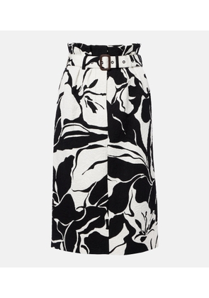 Dries Van Noten Belted floral cotton-blend midi skirt