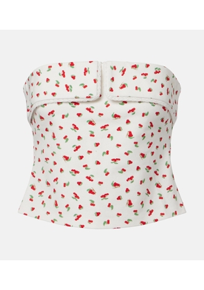 Posse Ebony printed strapless cotton-blend top