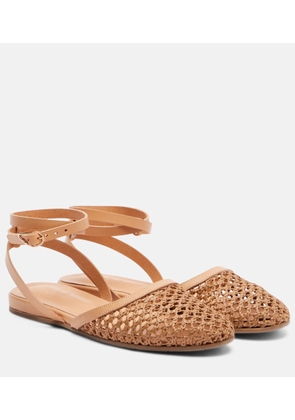 Ancient Greek Sandals Filothea leather-trimmed raffia slingback flats