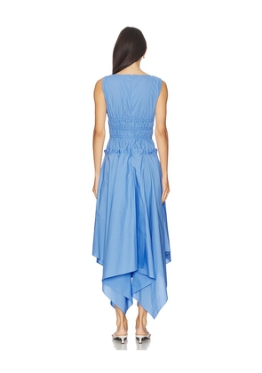 AKNVAS Zelie Cotton Poplin Dress in Blue. Size 10. Also in 0.
