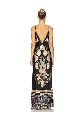 Camilla V Neck Full Length Bias Slip Dress in Black. Size S. Also in XS.
