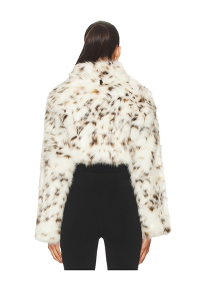 Apparis Odette Snow Leopard Bolero in White,Brown. Size M. Also in S.