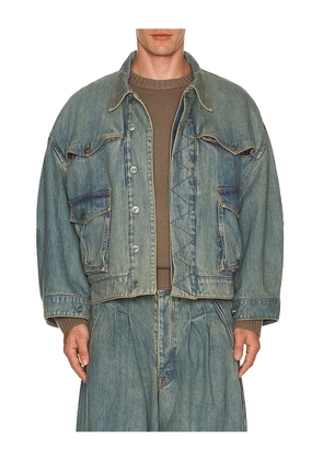 Art Community Washed Indigo Reversible 7 Pocket Japanese Denim Jacket in Blue. Size S. Also in XL/1X.