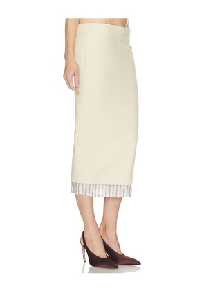 THE ATTICO Low Rise Midi Skirt in Beige. Size 40. Also in 38, 42.