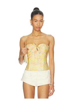 Bardot Amina Strapless Top in Lemon. Size 10. Also in 12, 2, 4, 6, 8.