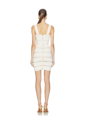 BALMAIN Glitter Stripes Viscose Knit Dress in White. Size 36. Also in 40.