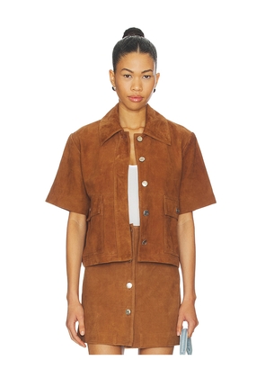 ALIGNE Jane Suede Shirt in Brown. Size L. Also in M, S, XS.
