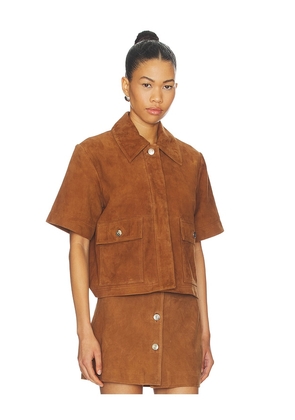 ALIGNE Jane Suede Shirt in Brown. Size L. Also in XS, S, M.