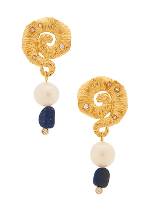 ANNI LU Jet Set Gem Earrings in Metallic Gold.