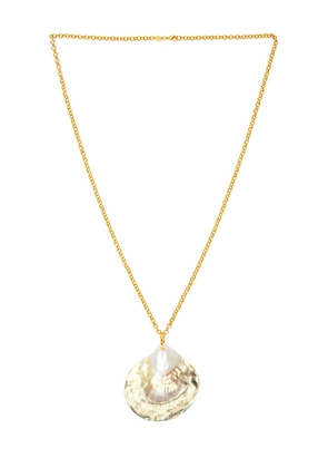 ANNI LU Golden Shell Necklace in Metallic Gold.