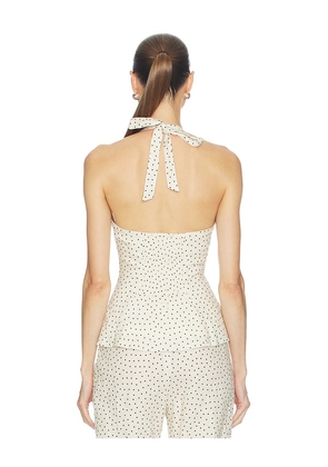 AEXAE Linen Halter Neck Top in Cream. Size L. Also in M, S, XL, XS, XXS.