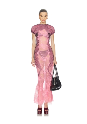 THE ATTICO Sheer Midi Dress in Pink. Size 36. Also in 40.