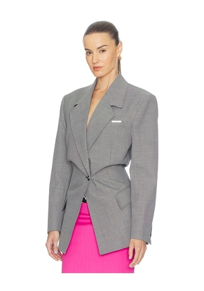 THE ATTICO Cinched Blazer in Grey. Size 40. Also in 36, 42.