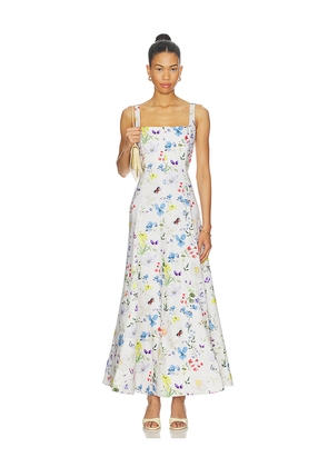 Alice + Olivia Polly Seamed Drop Waist Flared Ankle Length Dress in White. Size 0. Also in 10, 12, 2, 4, 6, 8.