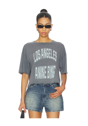 ANINE BING Johnny Cropped Tee in Grey. Size L. Also in M, S, XS.