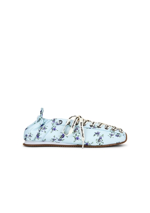 Ganni Lace Up Sporty Ballerina Sneaker in Baby Blue. Size 36. Also in 37, 38, 39, 40, 41.