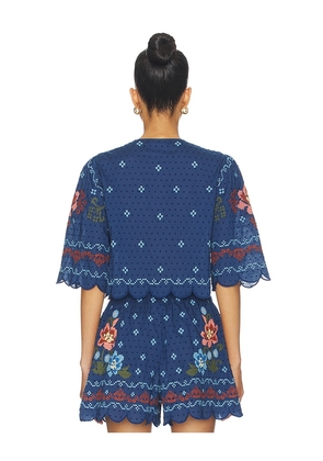 FARM Rio Blouse Top in Navy. Size L. Also in M, S.