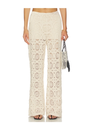 FRAME The Crochet Pant in Cream. Size L. Also in M, S, XS.