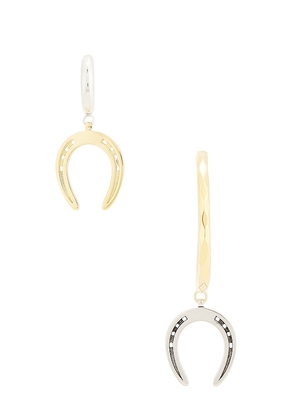 Isabel Marant Asymmetric Earrings in Metallic Silver.