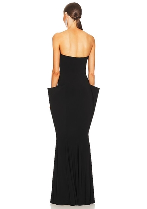 Norma Kamali Strapless Wing Fishtail Gown in Black. Size M. Also in XS, S.