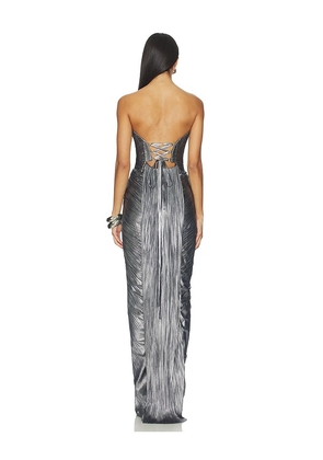 Maria Lucia Hohan x REVOLVE Reina Dress in Metallic Silver. Size 36/4. Also in 40/8.