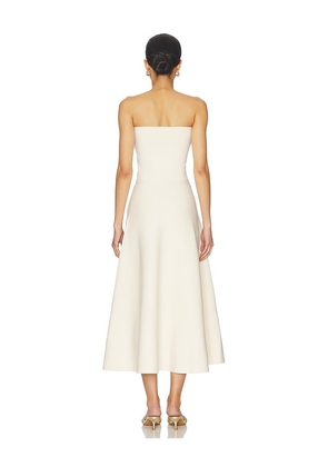Karina Grimaldi Eira Strapless Midi Dress in White. Size XS. Also in S, M, L.