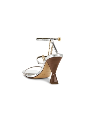 Maria Luca Ofelia High Clessidra Sandal in Metallic Silver, grey. Size 36.5. Also in 36, 37, 37.5, 38, 38.5, 39, 39.5, 40.