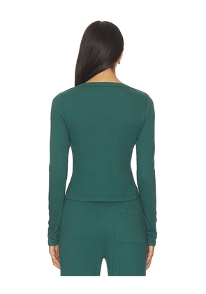 SUNDRY Button Down Long Sleeve Top in Dark Green. Size XS. Also in S.