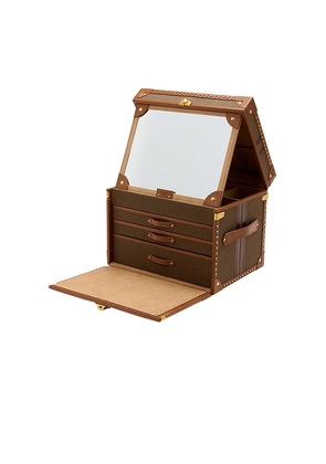 WOLF Ida Trunk Jewelry Box in Brown.