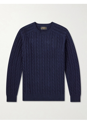 Beams Plus - Cable-Knit Cotton Sweater - Men - Blue - S
