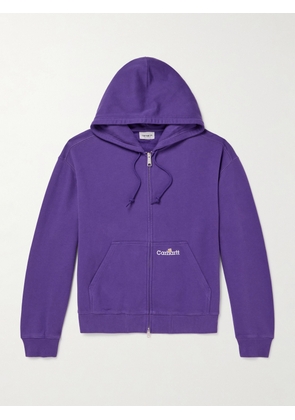Carhartt WIP - Logo-Embroidered Cotton-Jersey Zip-Up Hoodie - Men - Purple - XS