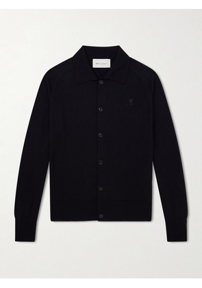 AMI PARIS - Quota Logo-Embroidered Merino Wool Cardigan - Men - Black - XS