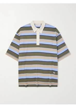 AMI PARIS - Striped Cotton-Jersey Polo Shirt - Men - Blue - XS