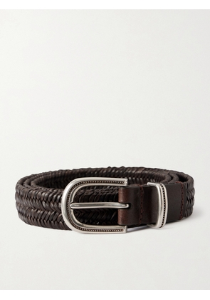 Brunello Cucinelli - 2cm Woven Leather Belt - Men - Brown - EU 85
