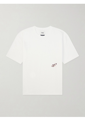 Drake's - Blackthorn Embroidered Cotton-Jersey T-Shirt - Men - White - XS