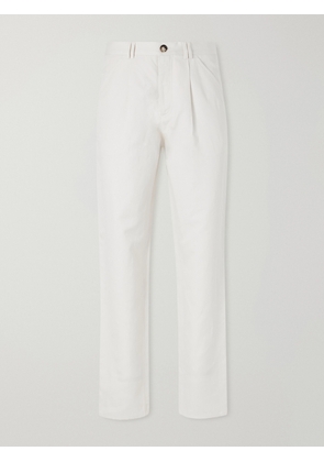 Brunello Cucinelli - Slim-Fit Cotton and Linen-Blend Trousers - Men - White - IT 44