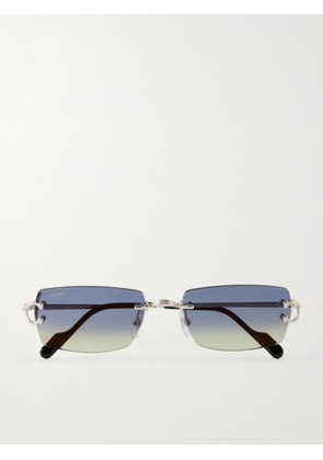 Cartier Eyewear - Squared-Frame Metal Sunglasses - Men - Silver